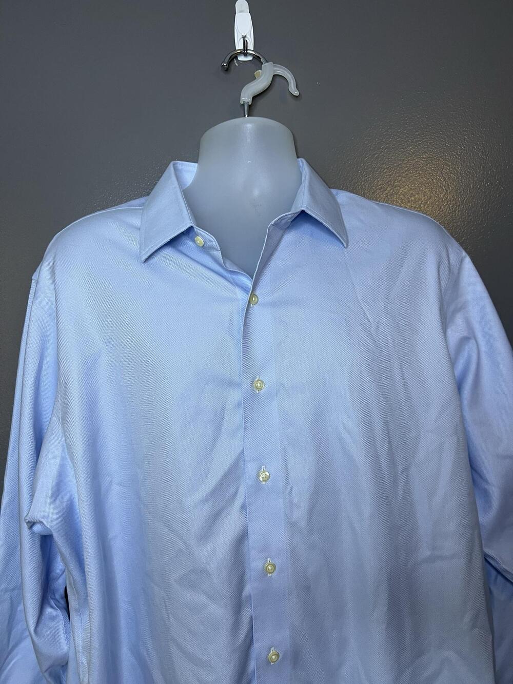 Brooks Brothers Shirt Mens 18 34/35 Blue 1818 Regent Non Iron Dress Cotton
